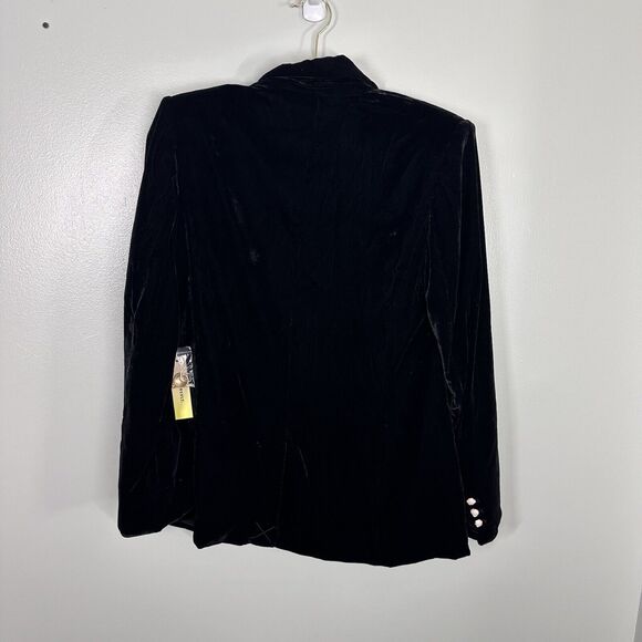 NEW Summersalt Womens 8 Black Velvet Shoulder Pad Blazer Jacket Business Career - Picture 4 of 4